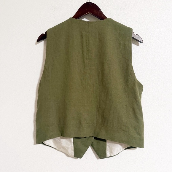 Zara Linen Blend Button Front Vest - Picture 3 of 10